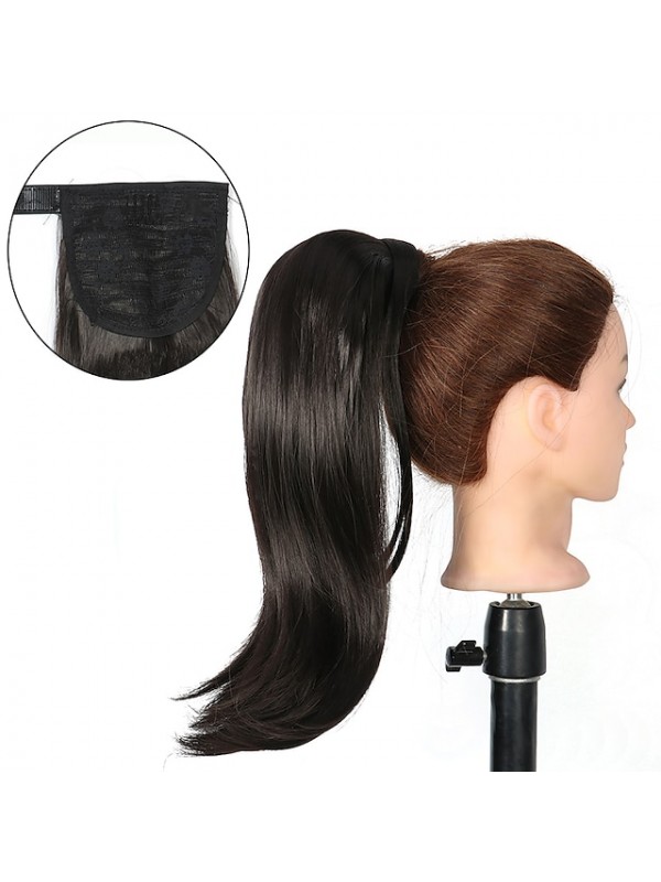 Synthetic Bounce Wraparound Ponytai 18Inch Straight Hairpiece With Clip in Hair Drawstring Ponytail Hair Extension Natural Black #8824833