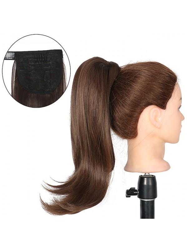 Synthetic Bounce Wraparound Ponytai 18Inch Straight Hairpiece With Clip in Hair Drawstring Ponytail Hair Extension Natural Black #8824833