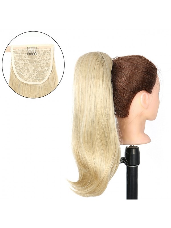 Synthetic Bounce Wraparound Ponytai 18Inch Straight Hairpiece With Clip in Hair Drawstring Ponytail Hair Extension Natural Black #8824833