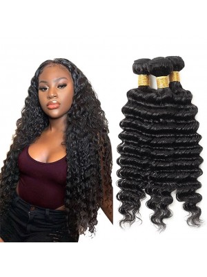 Ishow Brazilian Remy Human Hair 100% Human Hair Deep Wave 3 Bundles Remy Human Hair Weaves Natural Color WaveHair Extensions 8-28 Inch #9024837