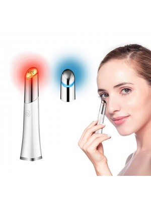 Eye Massager Ionic Eyes Facial Heated Massager Wand with 42 ℃ USB Rechargeable Dark Circle Remover Eliminate Eye Bags Puffy Eye Silver White #8560387