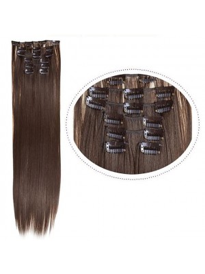 Clip in Extensions Synthetic Hair  6pcs 16clips Black/Blonde /Hightlight #5095845