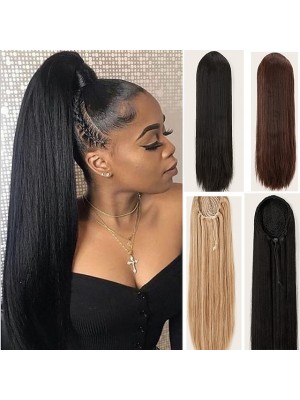 Long Straight Ponytail Hair piece Clip In Hair Extension Ponytail Wig Accessory for Women #8608490