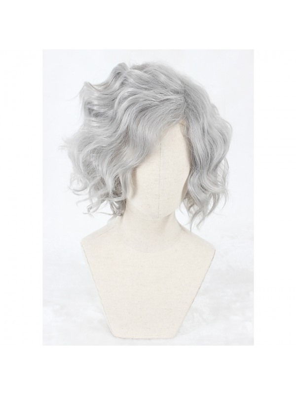 Synthetic Wig Wig Gray Short Grey Synthetic Hair Women‘s Gray #6063627