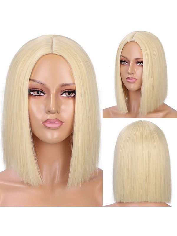 Black Wigs for Women Blunt Cut Bob Short Straight Black Wig with Bangs Synthetic Bob Wigs for Women Pink Red Purple Brown Cosplay Hair for Party Daily #8526285