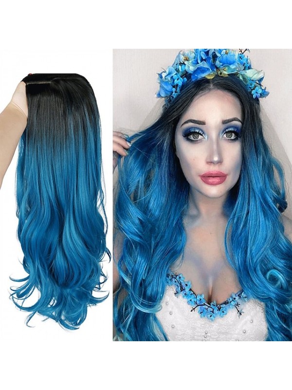 Green Wigs for Women Synthetic Wig Deep Wave Side Part Wig Blonde Medium Length Ombre Blue Ombre Green Ombre Blonde Synthetic Hair Women's Cosplay #8532368