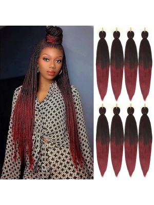 Ombre Braiding Hair Pre Stretched Synthetic Fiber Braiding Hair for Making Long Box Braids Crochet Hair 28 Inch 8 Packs #8908149