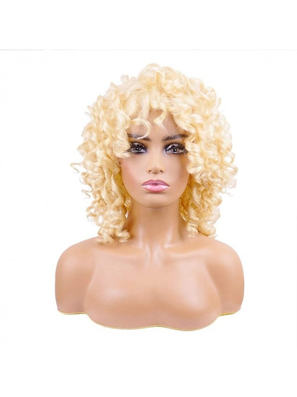 Short Curly Hair Wig Braided Wig Fluffy Fluffy Wavy Big Curly Hair African Synthetic Wig Natural Styling Half Wig Ladies Breathable Rose Mesh Wig #8942805