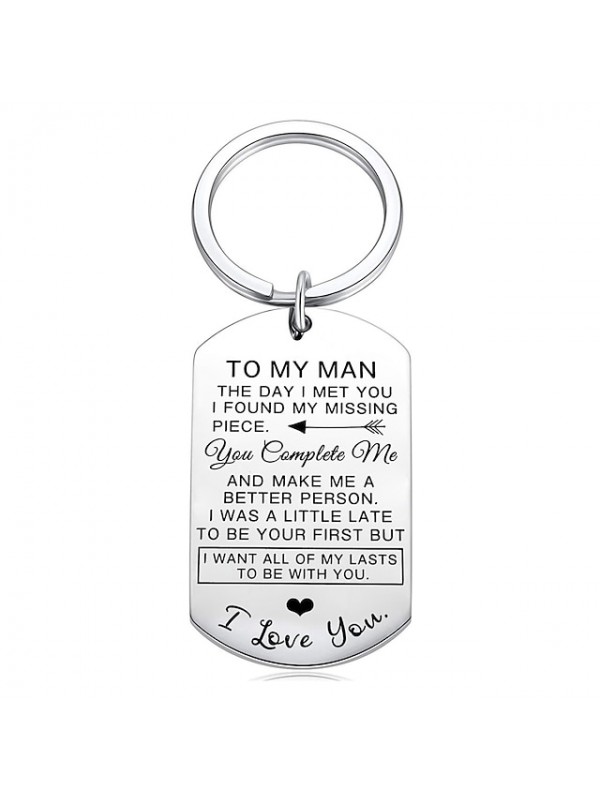 Valentines Day Gifts for Men To My Man Car Keychain Anniversary for Him Husband Gifts from Wife Birthday Gifts for Boyfriend Groom Fiance Engagement Wedding Present Jewelry Key Ring 1PCS #8983372