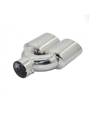 Universal Exhaust Mufflers Chrome Stainless Oval Steel Car Exhaust Dual Tailpipe Tips 60mm #7120030