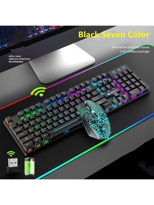 Wireless Recharging Keyboard  Computer Mouse Gamer Sets and Mouse Set Protable LED Backlit Keyboard 2400DPI Mouse Gamer Kit For Laptop Desktop Computer #8746137