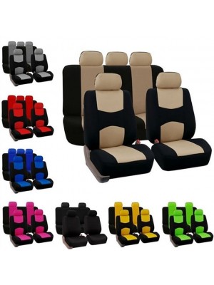 Car Seat Covers Full Set Front and Rear Split Bench Seat Protectors Easy Install with Two-Tone Accent Universal Fit Interior Accessories for5 Passenger Auto Truck Van SUV Side Airbag Compatible with S #8919051