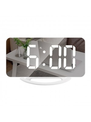 Smart Electronic Digital Alarm Clock LED Mirror Snooze Table 2 USB Output Ports Phone Charging Auto Adjustable Light Clock #8828642