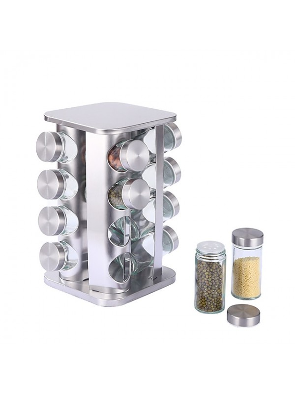 430 Stainless Iron Rotating Seasoning Rack Kitchen Powder Tube Seasoning Rack Supporting Glass Jars #8739181