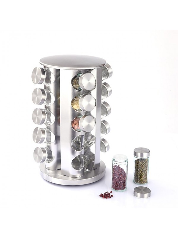 430 Stainless Iron Rotating Seasoning Rack Kitchen Powder Tube Seasoning Rack Supporting Glass Jars #8739181