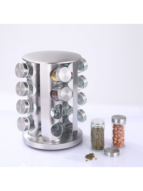 430 Stainless Iron Rotating Seasoning Rack Kitchen Powder Tube Seasoning Rack Supporting Glass Jars #8739181