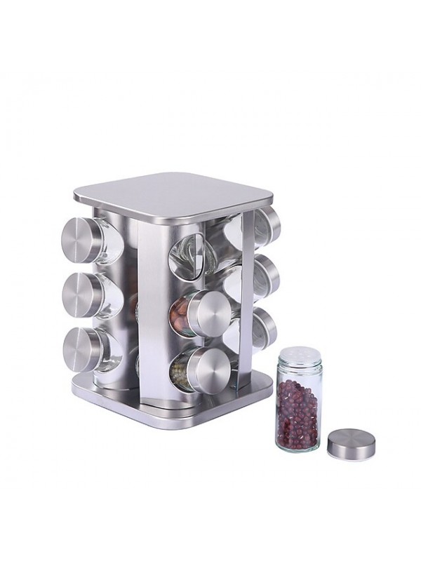 430 Stainless Iron Rotating Seasoning Rack Kitchen Powder Tube Seasoning Rack Supporting Glass Jars #8739181