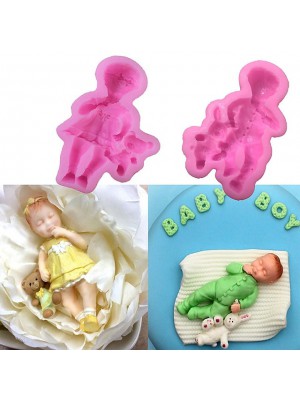 3D Boy Girl Silicone Mold Baby Party Fondant Cake Decorating Tools Cupcake Chocolate Baking Tools #7762611