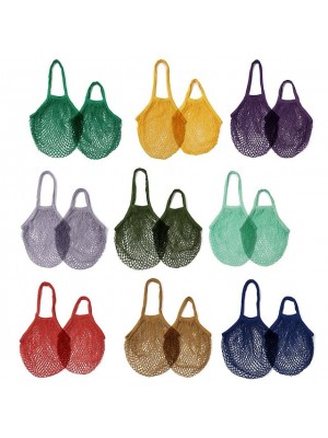 Portable Supermarket Shopping Bag Woven Mesh Pocket Fruit Bunch Mouth Mesh Storage Bag Reusable #9020760