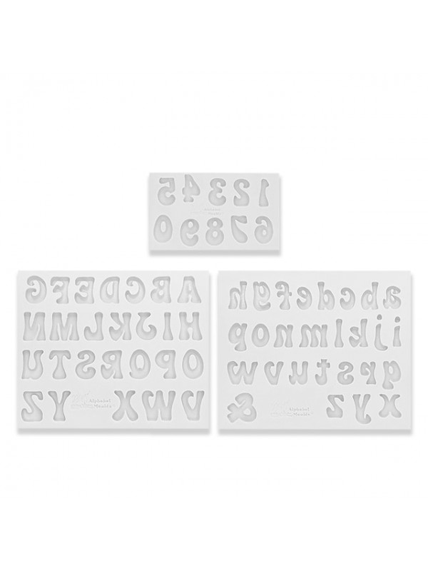 Set of 3 DIY Silicone Mold Capital Lowercase Letter Number Silicone Mold Fondant Mold Cake Decoration Chocolate Baking Mold #8104572