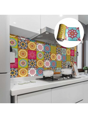 Creative Kitchen Oil and Waterproof Tile Stickers Self-adhesive Removable Moroccan Style Environmental Protection Wall Stickers #8145128