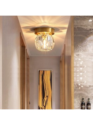 11 cm Flush Mount Ceiling Light Gold Crystal Metal Brass Modern 110-120V 220-240V #8189625