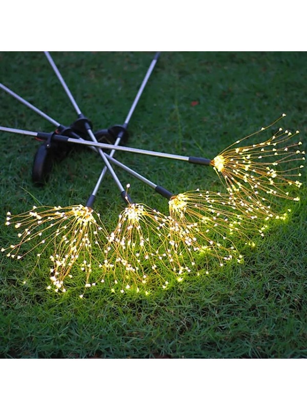 LED Solar Firework Lights Outdoor Solar Lights 2pcs Set Outdoor Waterproof Fairy Garland 90 120 150 LEDs Light String Garden Lawn Street Landscape Christmas Decoration #8573392