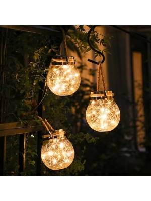 Solar Lights Lanterns Outdoor Hanging Crack Lights Waterproof 30LEDs Solar Countyard Light for Garden Balcony Holiday Outdoor Sandy Beach Camping Decorative Lighting #8988669