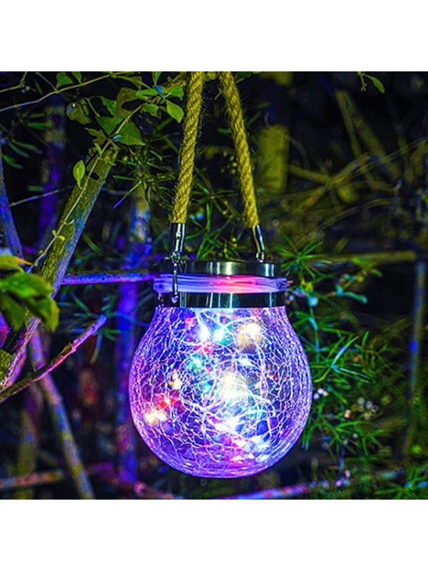 Solar Lights Lanterns Outdoor Hanging Crack Lights Waterproof 30LEDs Solar Countyard Light for Garden Balcony Holiday Outdoor Sandy Beach Camping Decorative Lighting #8988669