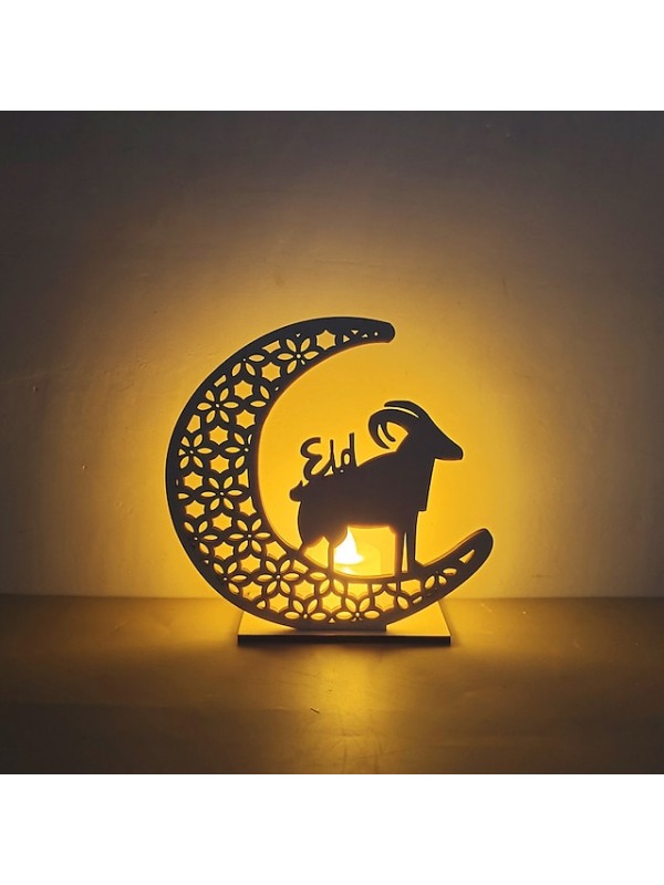 Ramadan Eid Mubarak Lights LED Wooden Night Light Decoration Lamp Star Moon Light Islamic Muslim Festival Home Decorations #9000651