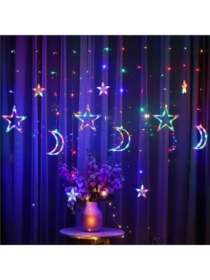 Ramadan Eid Lights Moon Star LED Curtain Light 220V 3M Fairy Tale String Lights Eid al-Fitr Home Ramadan Festival Decoration Holiday Lighting Wedding Decoration #8335353