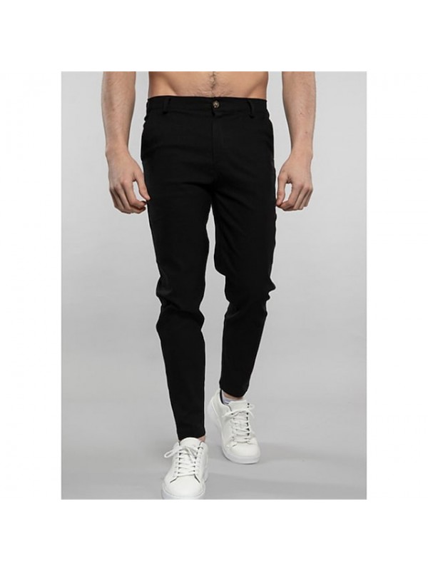 Men's Chic & Modern Chino Trousers Tapered pants Pocket Pants Casual Daily Micro-elastic Solid Color Breathable Lightweight Mid Waist White Black Grey Navy Blue M L XL XXL 3XL #8996492