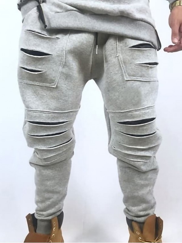 Men's Stylish Sporty Jogger Pants Drawstring Elastic Waist Full Length Pants Daily Sports Micro-elastic Solid Color Cotton Blend Breathable Soft Mid Waist Blue Black Gray Red White M L XL XXL 3XL #8692834