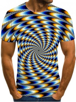 Men's T shirt Shirt 3D Print Geometric Round Neck Casual Daily 3D Print Print Short Sleeve Tops Casual Fashion Black / White #8543180