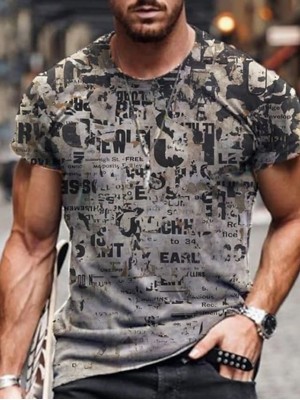 Men's Tee T shirt 3D Print Graphic Plus Size Crew Neck Casual Daily Short Sleeve Tops Basic Vintage Designer Slim Fit A B C / Summer #8676691