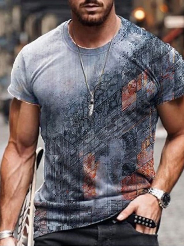 Men's Tee T shirt 3D Print Graphic Plus Size Crew Neck Casual Daily Short Sleeve Tops Basic Vintage Designer Slim Fit A B C / Summer #8676691