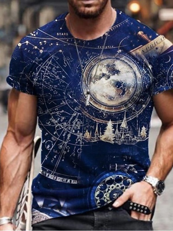 Men's Tee T shirt 3D Print Graphic Plus Size Crew Neck Casual Daily Short Sleeve Tops Basic Vintage Designer Slim Fit A B C / Summer #8676691