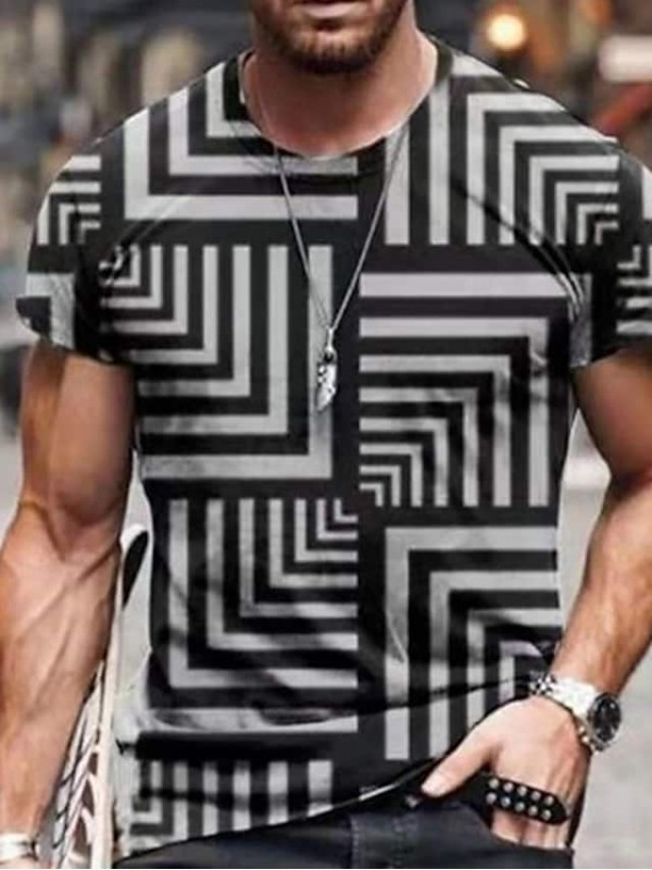 Men's Tee T shirt 3D Print Graphic Plus Size Crew Neck Casual Daily Short Sleeve Tops Basic Vintage Designer Slim Fit A B C / Summer #8676691