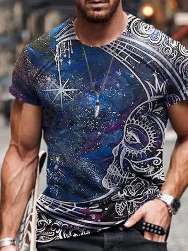 Men's Tee T shirt 3D Print Graphic Plus Size Crew Neck Casual Daily Short Sleeve Tops Basic Vintage Designer Slim Fit A B C / Summer #8676691