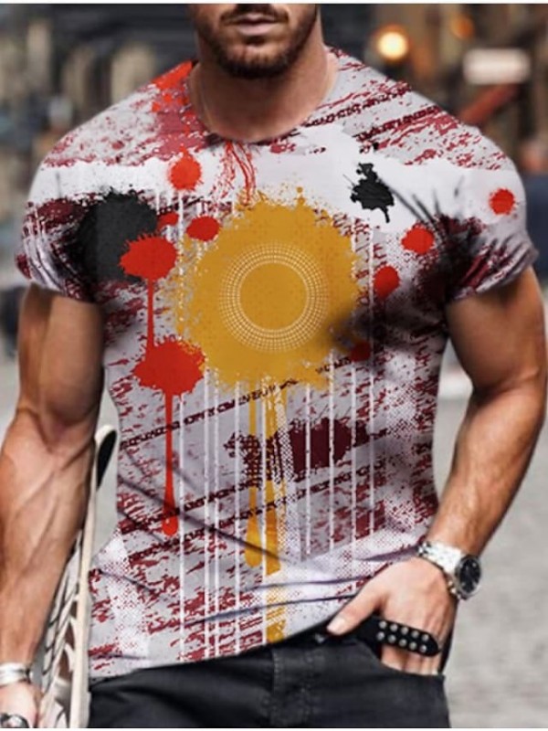 Men's Tee T shirt 3D Print Graphic Plus Size Crew Neck Casual Daily Short Sleeve Tops Basic Vintage Designer Slim Fit A B C / Summer #8676691