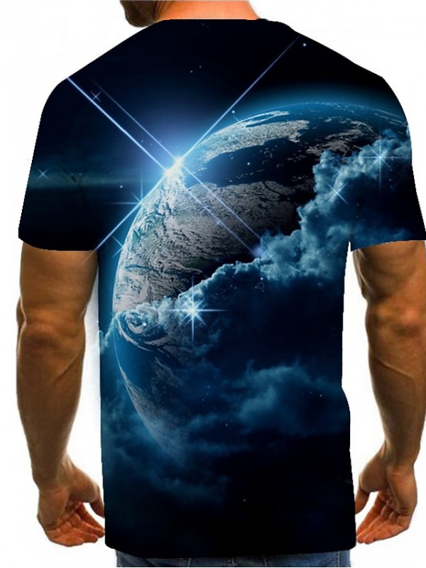 Men's Unisex Tee T shirt 3D Print Print Graphic Interstellar Plus Size Round Neck Causal Daily Short Sleeve Tops Vintage Novelty Green Blue Purple #8016754