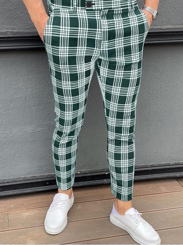 Men's Stylish Streetwear Pants Chinos Classic Pocket Full Length Pants Business Daily Lattice Comfort Outdoor Mid Waist Black Gray Green Navy Blue S M L XL XXL #8850850