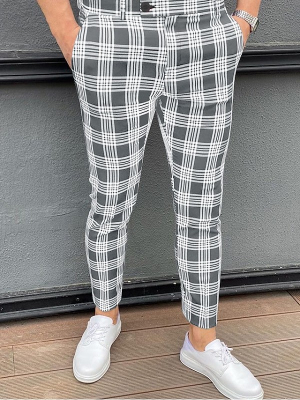 Men's Stylish Streetwear Pants Chinos Classic Pocket Full Length Pants Business Daily Lattice Comfort Outdoor Mid Waist Black Gray Green Navy Blue S M L XL XXL #8850850