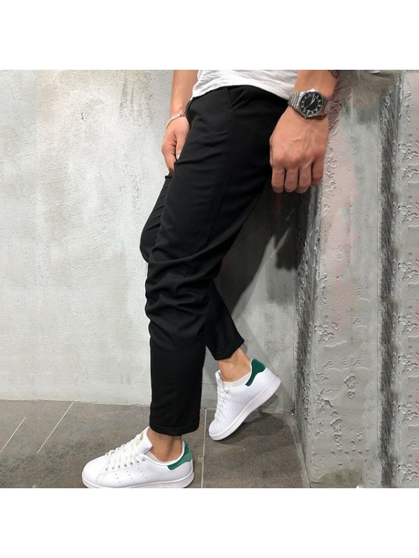 Men's Casual Hip-Hop Harem Baggy Full Length Pants Casual Daily Micro-elastic Solid Color Breathable Lightweight Mid Waist ArmyGreen Black Navy Blue M L XL XXL 3XL #8921610