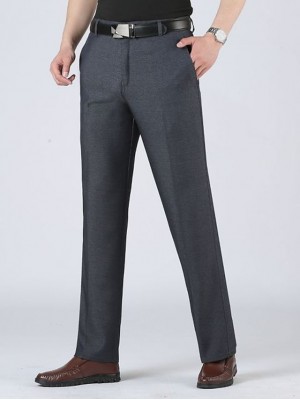 Men's Chic & Modern Casual Dress Pants Pocket Full Length Pants Business Formal Stretchy Plain Solid Color Cotton Comfort Breathable Mid Waist Black Gray Light gray Dark Gray 30 31 32 33 34 #8884525