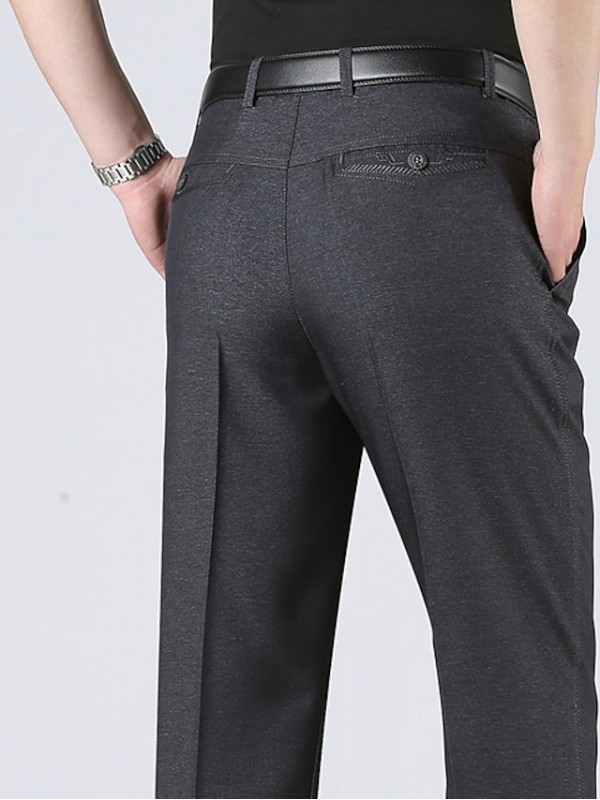 Men's Chic & Modern Casual Dress Pants Pocket Full Length Pants Business Formal Stretchy Plain Solid Color Cotton Comfort Breathable Mid Waist Black Gray Light gray Dark Gray 30 31 32 33 34 #8884525