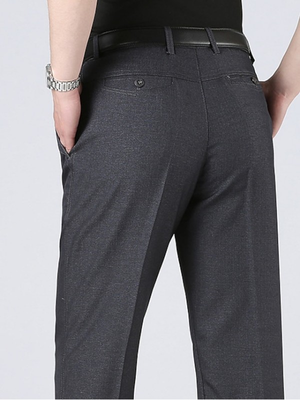 Men's Chic & Modern Casual Dress Pants Pocket Full Length Pants Business Formal Stretchy Plain Solid Color Cotton Comfort Breathable Mid Waist Black Gray Light gray Dark Gray 30 31 32 33 34 #8884525