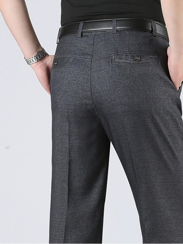 Men's Chic & Modern Casual Dress Pants Pocket Full Length Pants Business Formal Stretchy Plain Solid Color Cotton Comfort Breathable Mid Waist Black Gray Light gray Dark Gray 30 31 32 33 34 #8884525