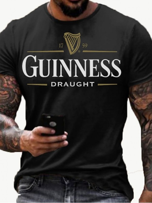 Men's Unisex Tee T shirt 3D Print Letter Plus Size Round Neck Casual Daily 3D Short Sleeve Regular Fit Tops Basic Designer Big and Tall Black Gray / Summer #8680063