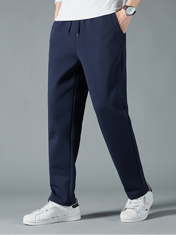 Men's Trousers Sports Chinos Track Pants Front Pocket Full Length Pants Daily Work Micro-elastic Plain Outdoor Sports Mid Waist Blue Black Grey S M L XL XXL / Elasticity #8921485